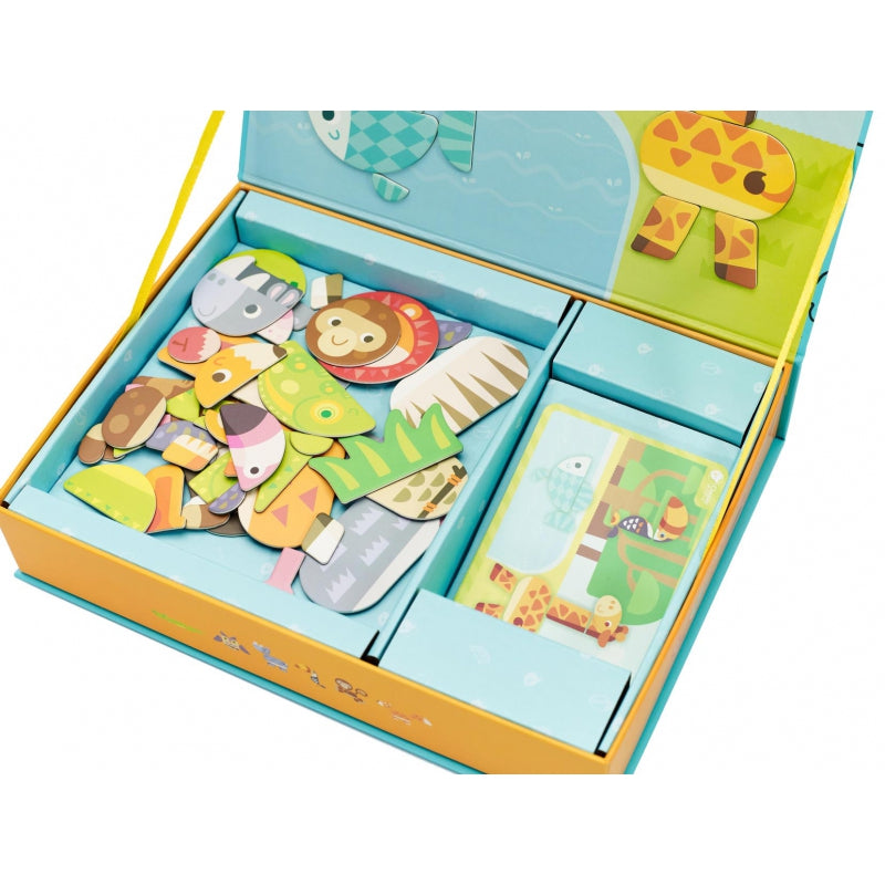 CLASSIC WORLD Magnetische Puzzel Dieren – Bord, Blokken, Geheugenspel, 60 stuks