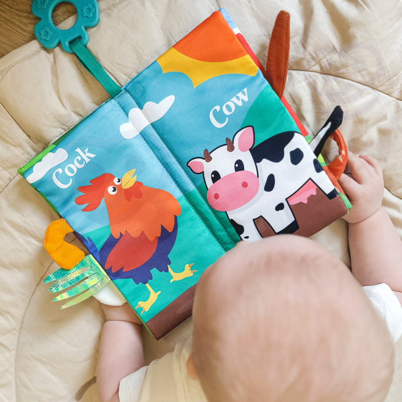 WOOPIE BABY Stoffen Dierenboekje met Staartjes (Engels-talig)