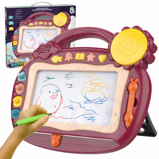 WOOPIE Magnetisch Tekenbord met Kleurrijk Stempels Bordeaux - Speelgoedtekentablet