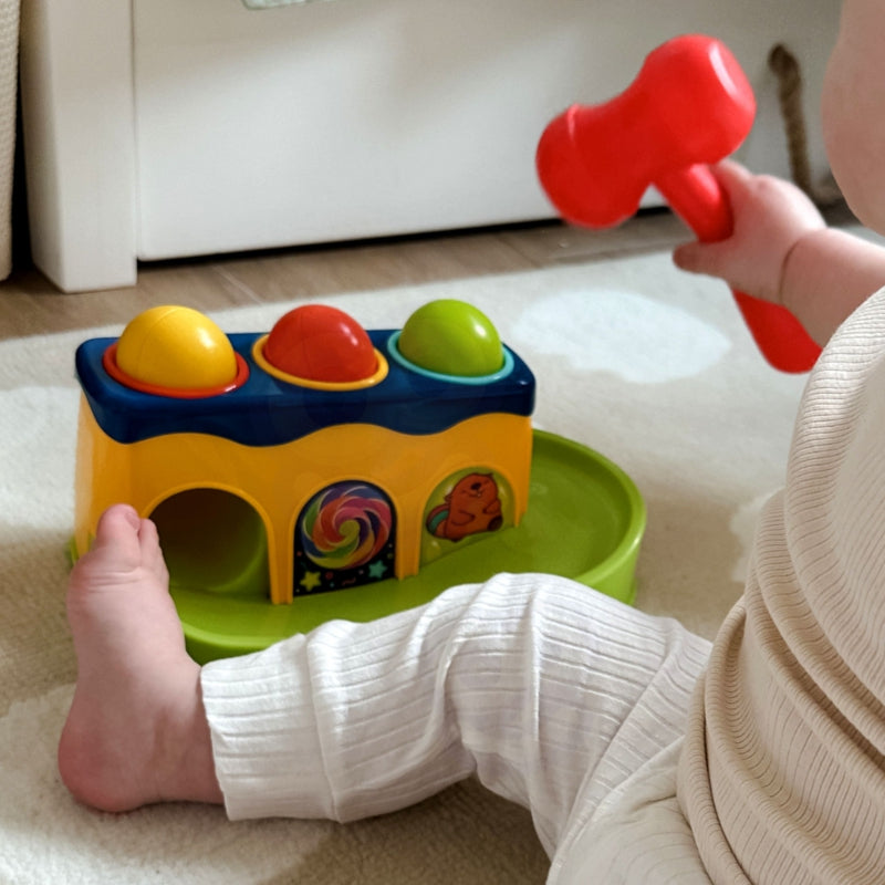 WOOPIE BABY Kleurrijke Doorsteek Hamerbank met Hamertje - Montessori Speelgoed