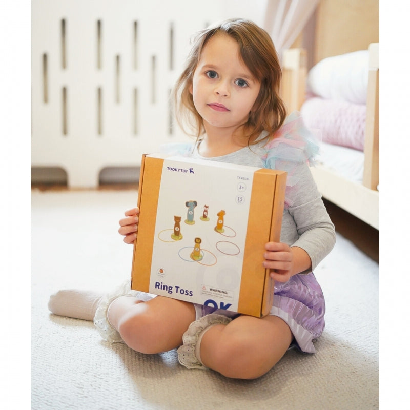 TOOKY TOY Houten Gooi de kegels behendigheidsspel - 15 stuks