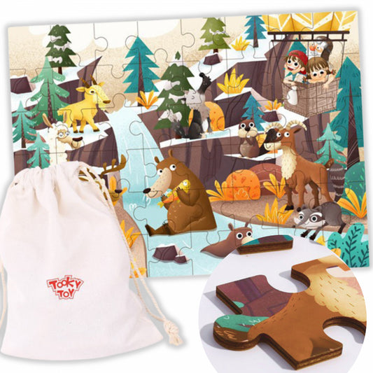 TOOKY TOY Alpendieren en landschap Puzzel + Tas 49 stuks
