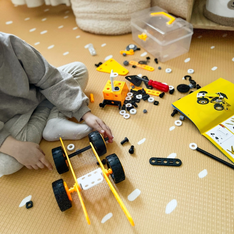 WOOPIE Speelgoed Bouwset van Voertuigen - STEAM Blokken - 100 onderdelen, 8 modellen