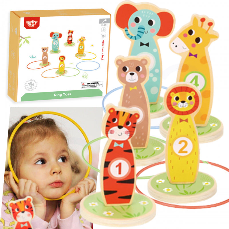 TOOKY TOY Houten Dieren Werpspel - 15 stuks