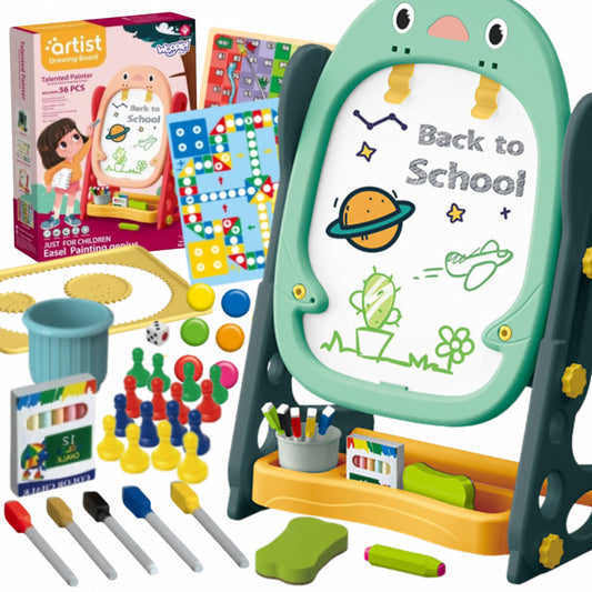 WOOPIE Dubbelzijdig Magnetisch Tekentablet voor Tekenen en Leren van Cijfers en Letters, 56 stuks
