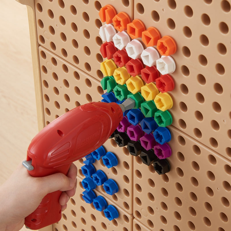 MASTERKIDZ Kleurrijke schroeven voor STEM Creatief Bord - 512 stuks - 5 vormen & Mix Kleuren