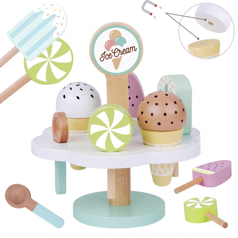 TOOKY TOY Houten Magnetisch speelgoed IJsjes op Standaard