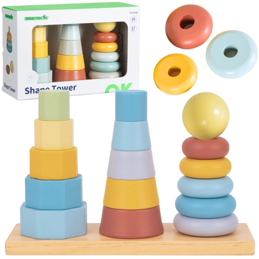 TOOKY TOY Torens Stapelpuzzel - 3 Torens