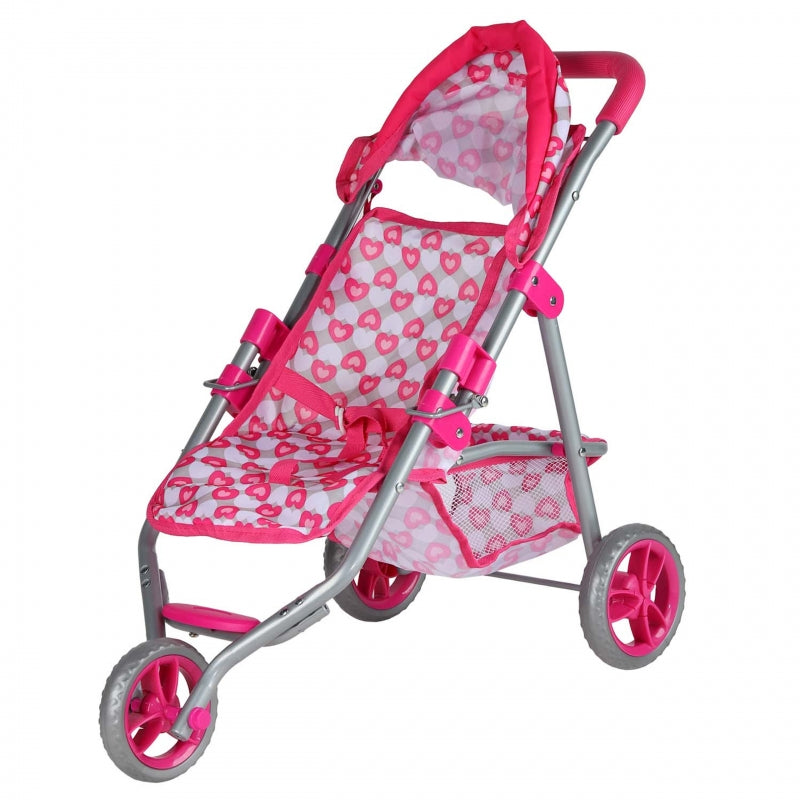 WOOPIE 3-wielige poppenwagen met hartjes - Roze