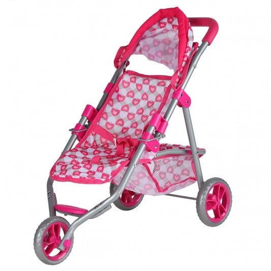 WOOPIE 3-wielige poppenwagen met hartjes - Roze