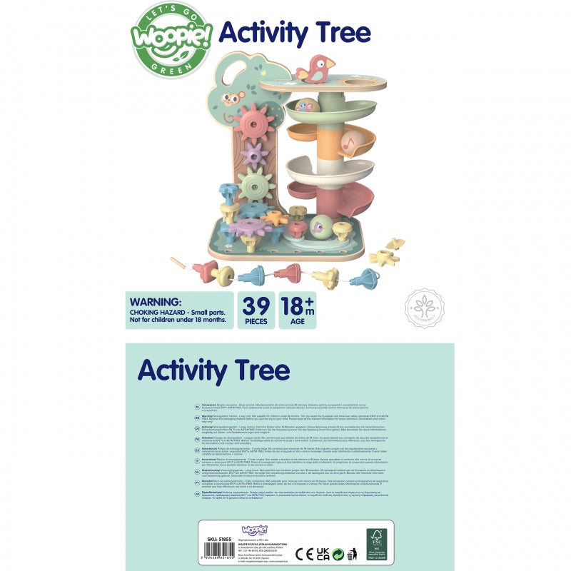 WOOPIE GREEN 4-in-1 Kogelbaan, Activiteitenboom - Montessori speelgoed - FSC gercertificeerd