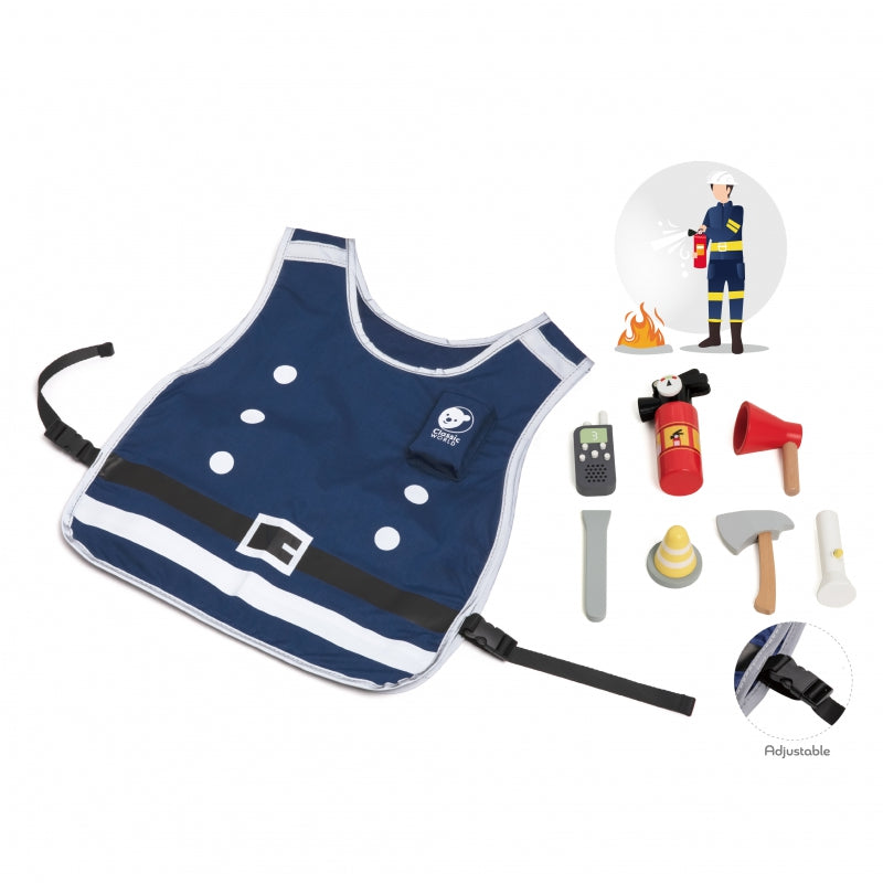 CLASSIC WORLD Kleine brandweerset met kostuum en gereedschap - 8 stuks