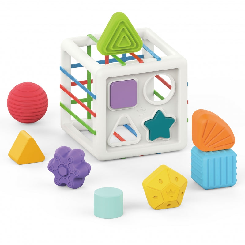 WOOPIE BABY Flexibele Sensorische Kubus – Sorteerspel voor Baby's met Kleurrijke Vormen, 11 stuks