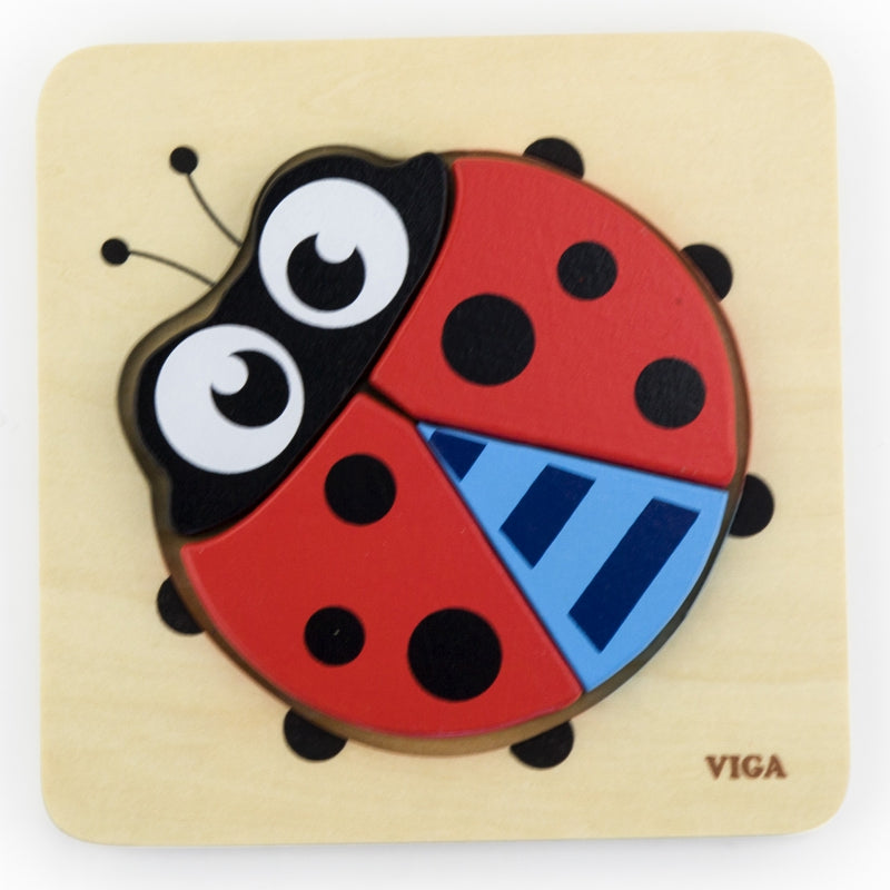 VIGA Eerste Houten Puzzel voor Peuters – Lieveheersbeestje