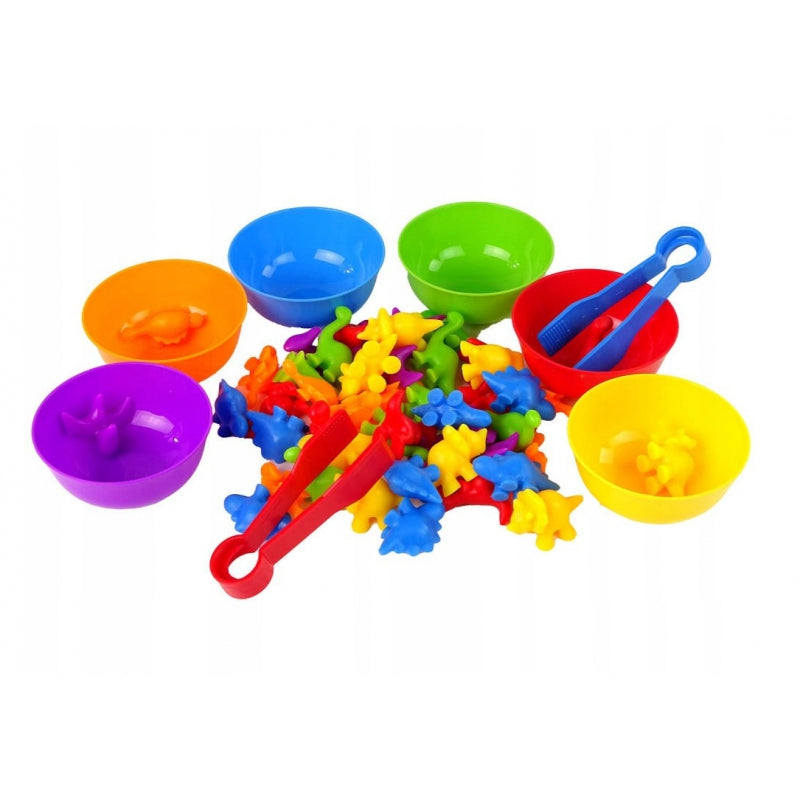 WOOPIE Educatief Montessori Kleuren Sorteer spel -  Dino's - 56 stuks