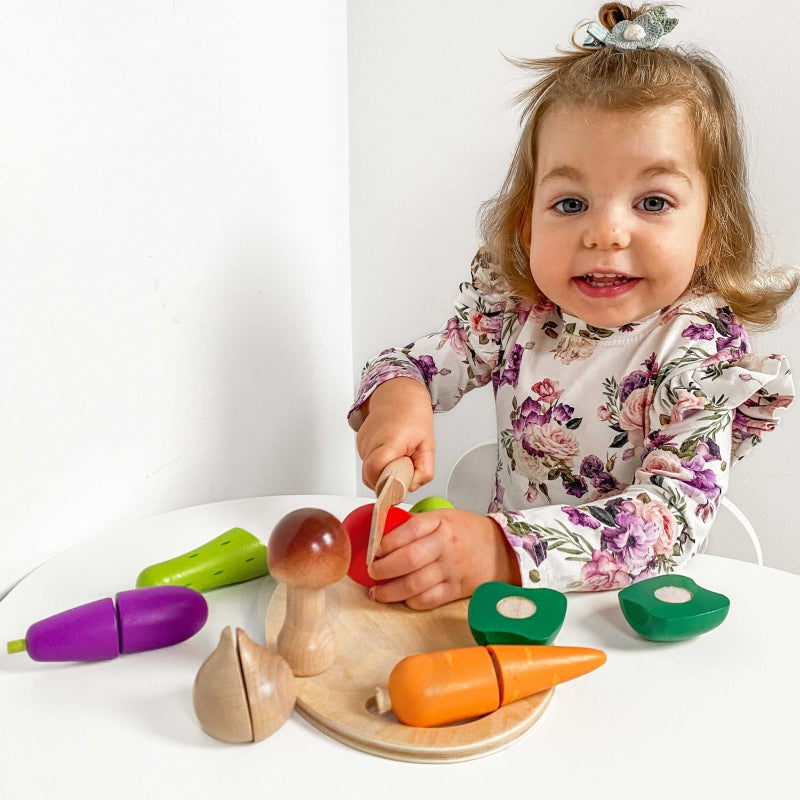 CLASSIC WORLD Houten groente snij set met klittenband - 16 delig