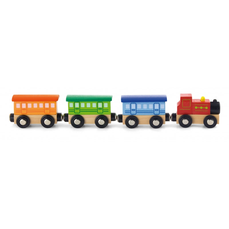 VIGA Houten trein met diverse kleuren - Trein wagen, Treinwagon - Klassieke houten Trein