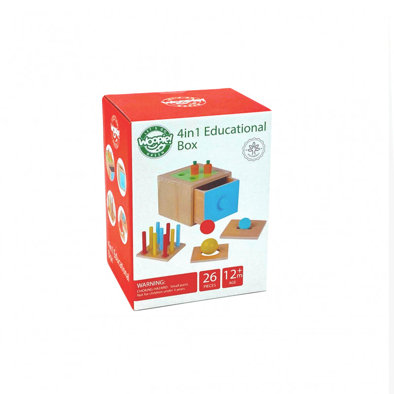 WOOPIE GREEN Houten Wortel 4-in-1 sorteerspel - Educatieve Lade - Montessori speelgoed -FSC