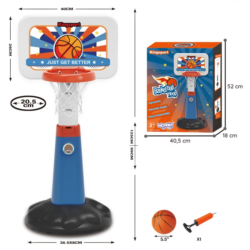 WOOPIE Speelgoed Basketbal Set, Verstelbaar van 99 tot 125 cm inclusief Bal en Pomp