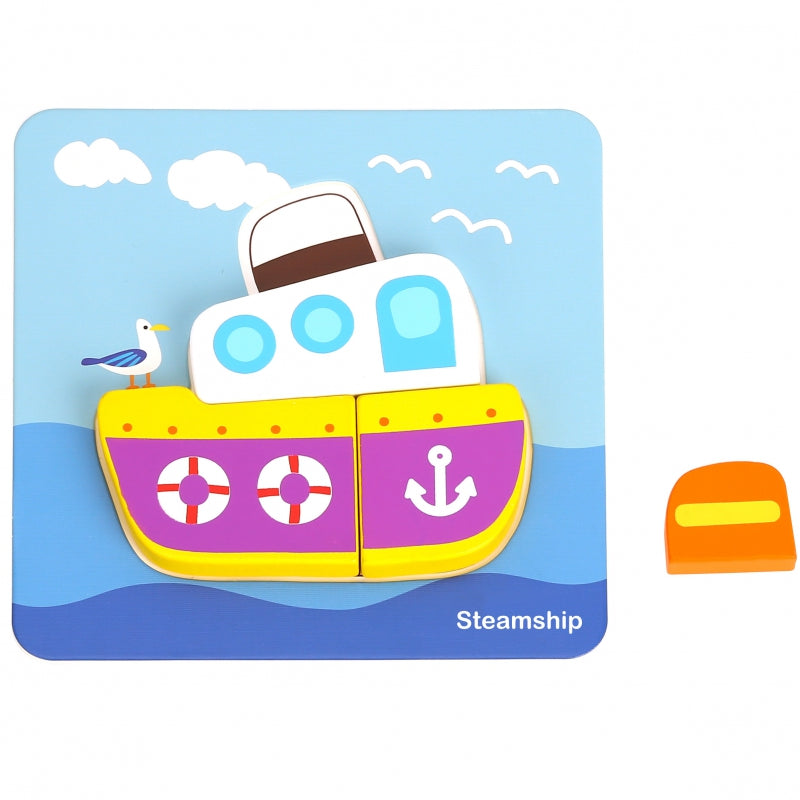 WOOPIE GREEN Houten Puzzel Voertuigen - Auto, Bus, Boot en meer -  Montessori speelgoed