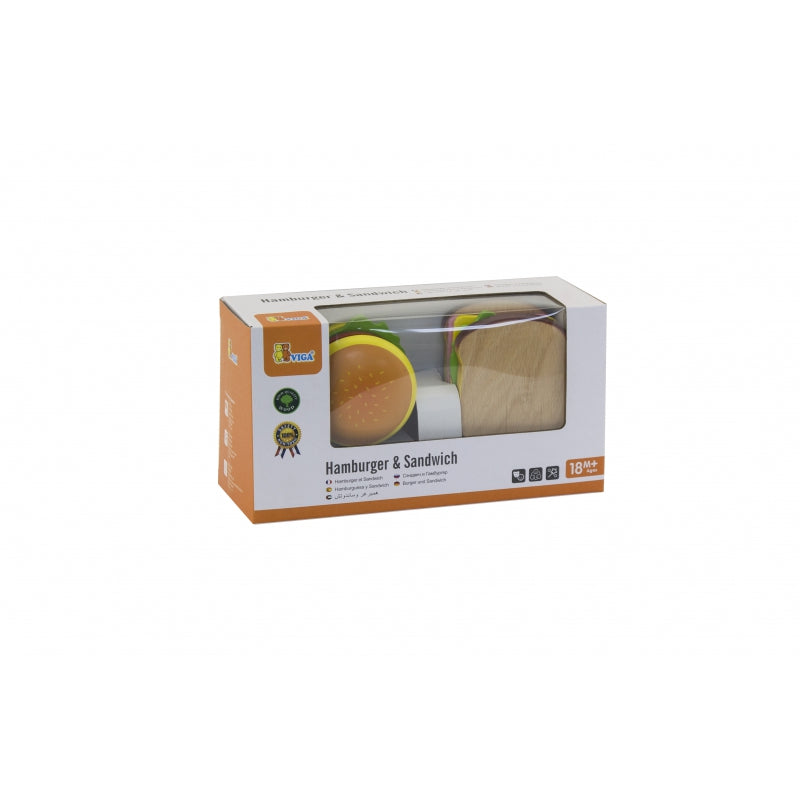 Viga Speelgoed Hamburger- en Sandwich snij set