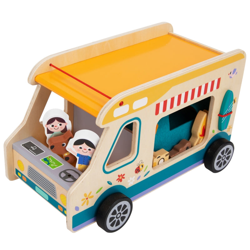TOOKY TOY Houten Camper met Figuren en Camping