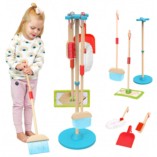 TOOKY TOY Houten Speelgoed Schoonmaak set - Opruimset voor Kinderen 6 stuks