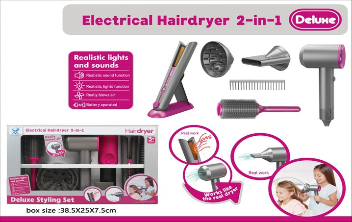 Speelgoed kappersset voor kinderen - Inclusief elektrische haardroger met licht en geluid