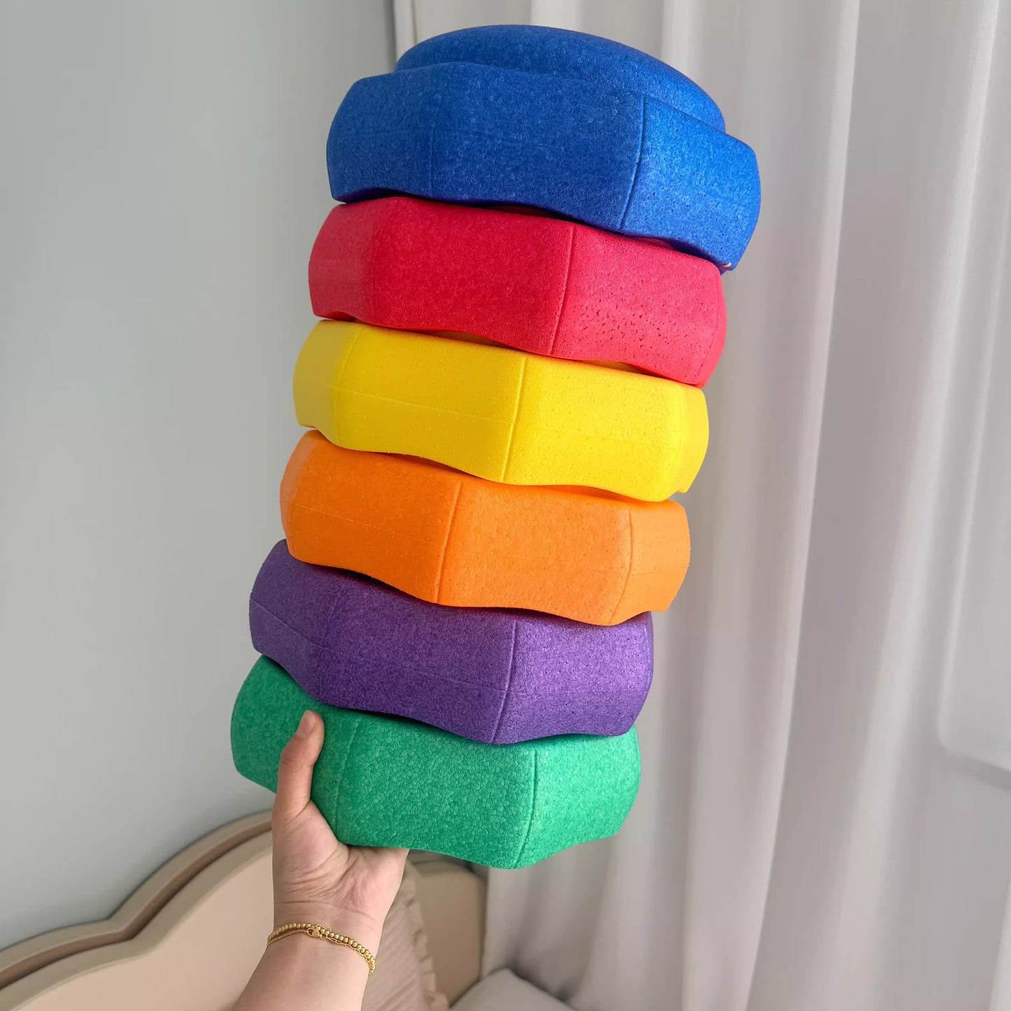 Stapelsteen Regenboog Stapelstenen - 6 Kleuren - Huismerk speelgoedvoordeelwinkel